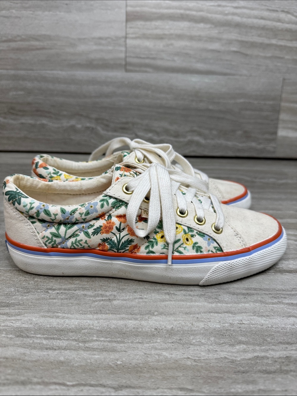 Keds X Rifle Paper Co. Jump Kick Quilted Floral Sneakers Womens Size 6